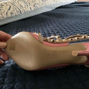Valentino Garavani, pink studded strap heels, size 38 1/2